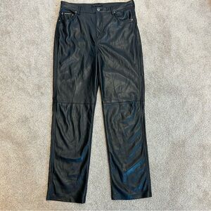 Elie Tahari black faux leather pleather vegan pants Sz 8